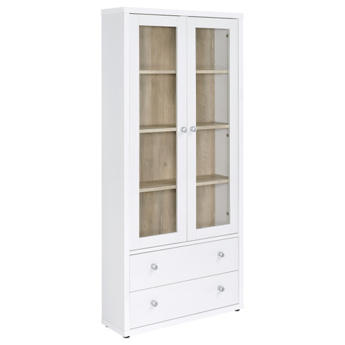 Hawthorne 4-shelf Glass Door Tall Cabinet with Drawers White / CS-953477