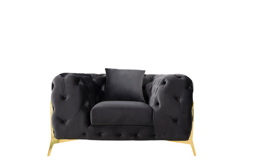 Divani Casa Clarice - Transitional Black Velvet Chair / VGAH-SF1013-1-BLK