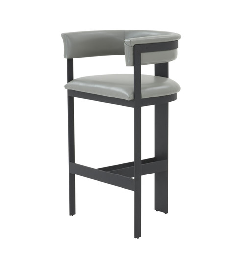 Modrest Boswell - Modern Grey Faux Leather + Black Barstool / VGRH-RHS-BS-158-GRYBLK
