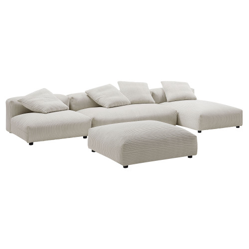 Solace 4-Piece Modular Corduroy Upholstered Sectional Sofa With Ottoman / EEI-7032