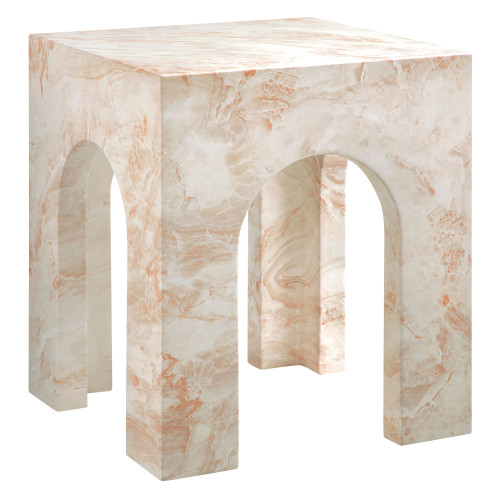 Valen Square Indoor - Outdoor Patio Arched Concrete Side Table / EEI-7098