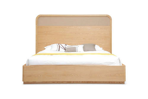 Queen Modrest Gavin - Modern Natural Ash + Rattan Bed / VGVC-BD2411-BED-NAT-Q