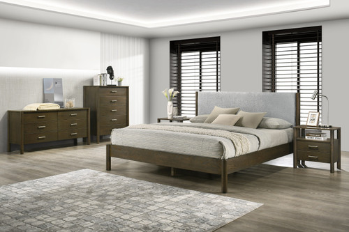 Queen Modrest Carolina - Modern Grey Fabric + Wenge Bedroom Set / VGMA-BR-167-SET-WNG-Q