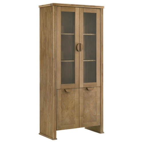 Adina 77-inch Tall Display Cabinet Distressed Light Brown / CS-193616