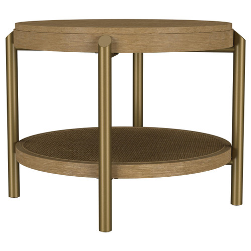 Arini Round End Side Table With Storage Shelf Sand Wash / CS-706187