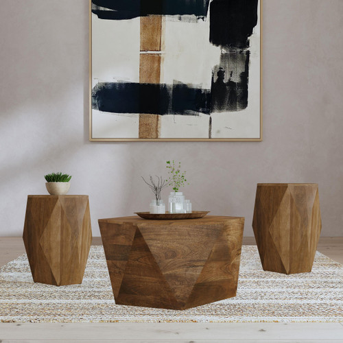 Zalika 3-piece Solid Wood Coffee and End Table Set Natural / CS-724188-S3