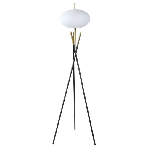 Layton White Orb Shade Tripod Floor Lamp Black / CS-920089