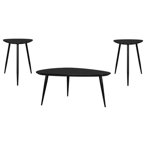 Odessa 3-piece Triangular Coffee and End Table Set Black / CS-707918-S3