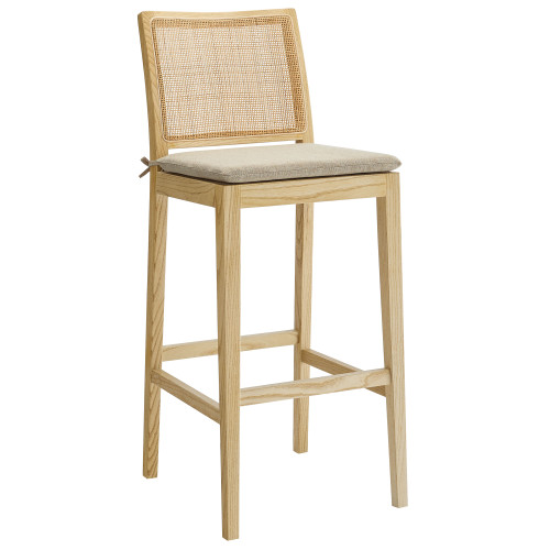 Ovard Wood and Rattan Bar Stool / EEI-7289