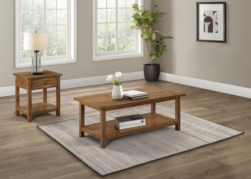 Payne 2-piece Coffee and 1-drawer End Table Set Brown / CS-710548-S2