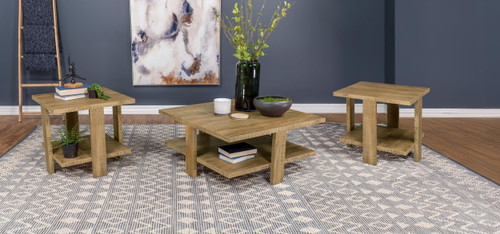 Dawn 3-piece Round Coffee and End Table Set Mango Brown / CS-707718-S3