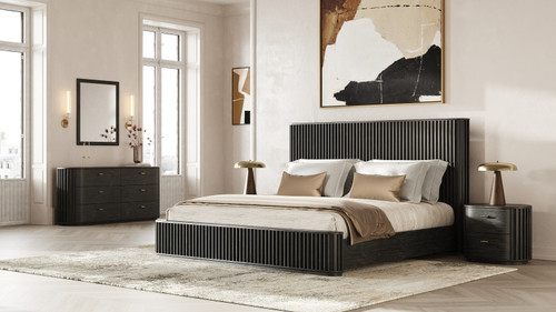 Eastern King Modrest Fields - Modern Black Acacia Bedroom Set / VGWD-VGD2-SET-BLK-EK