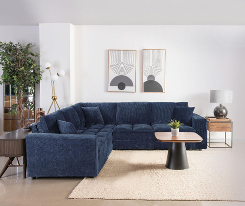 Atlantic 5-piece Upholstered Modular Sectional Sofa Blue / CS-551821-SETB