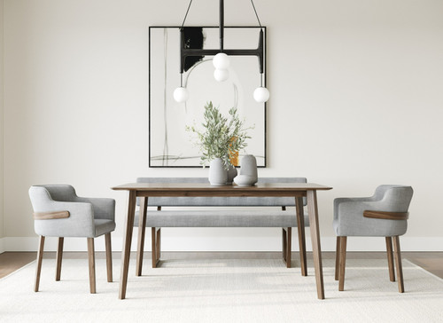 Modrest Castillo + Jordan - Modern Grey Fabric + Walnut 4-Piece Dining Set / VGMA-MIT-5303-4PC-SET