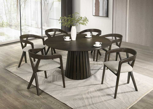 Modrest Weiss - Mid-Century Modern Wenge Round Dining Set / VGMA-MIT-5346-RNDSET-WNG