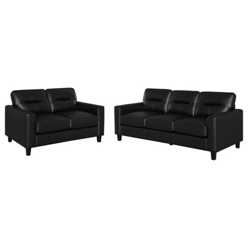 Scotland 2-piece Faux Leather Upholstered Sofa Set Black / CS-504664-S2