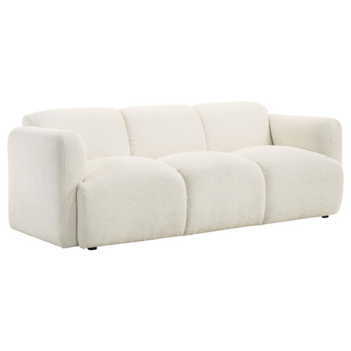 Dorset Fabric Upholstered Round Track Arm Sofa White / CS-509811