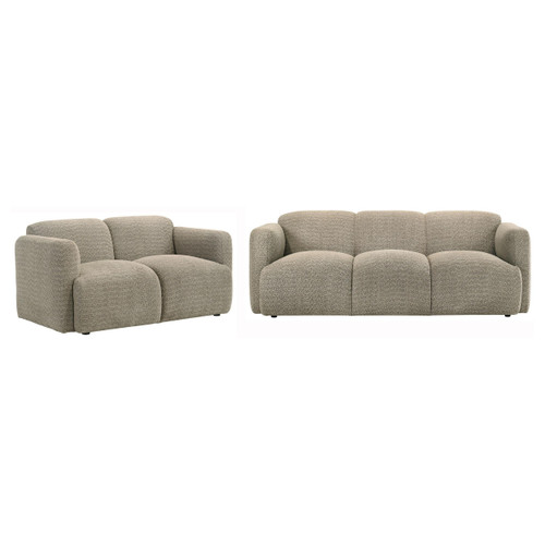 Dorset 2-piece Upholstered Round Track Arm Sofa Set Brown / CS-509814-S2
