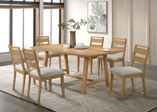 Duncan 7-piece Rectangular Wood Dining Table Set Washed Oak / CS-193651-S7