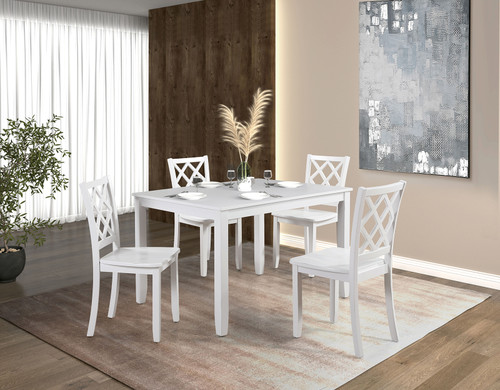 YAMHILL 5 Pc. Dining Table Set, White / FM3424WH-T-5PK