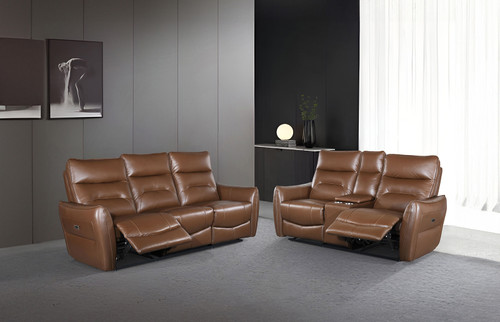 TERENTIUS Power Sofa + Loveseat, Brown / FM69006BR-PM-2PC