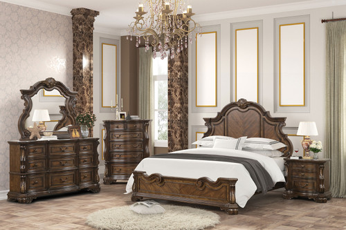 LEOVANNI 5 Pc. Queen Bedroom Set w/ 2NS / FM70003DB-Q-W-5PC-2N