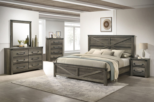 BRITONALE Queen Bed, Rustic Gray / FM7218GY-Q-BED