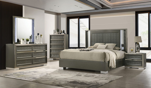LEYLAND E.King Bed, Dark Gray / FM7252DG-EK-BED