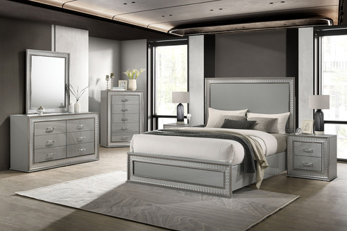 CASSIOPEIA 5 Pc. Queen Bedroom Set w/ Chest / FM7254GY-Q-5PC-CHEST