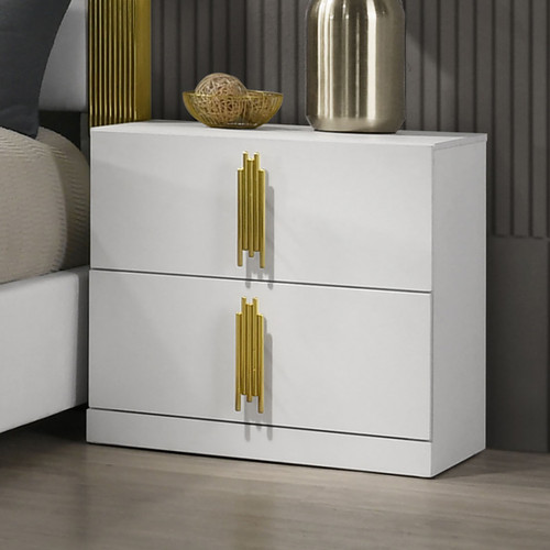 BASILDON Nightstand, White/Gold / FM7271WH-N