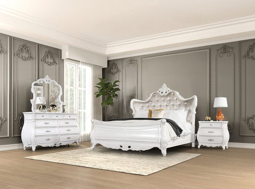 VALENTINI E.King Bed, White / FM7419WH-EK-BED