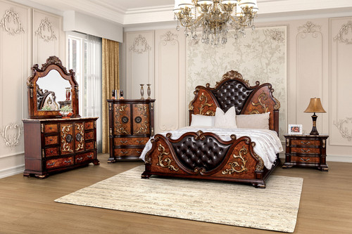 AQUILINA E.King Bed, Dark Cherry/Oak / FM7422CH-EK-BED