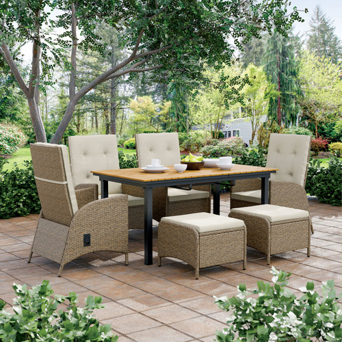 MACKAY 7 Pc. Patio Dining Set w/ 2 Ottomans / GM-2001-7PC-OT