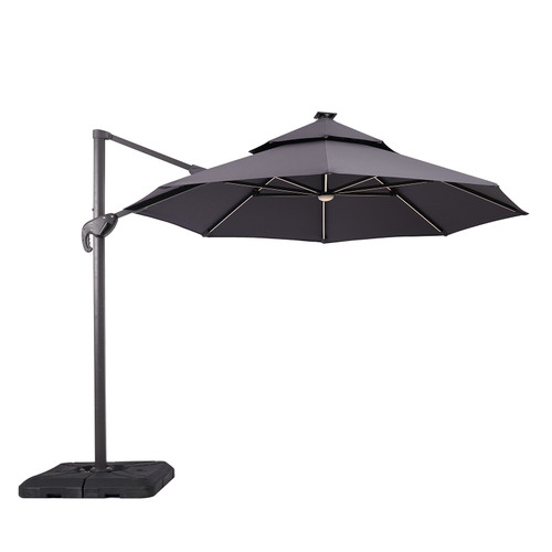 FERA 10' Round Umbrella, LED Bulb, Gray / LA-A032GY