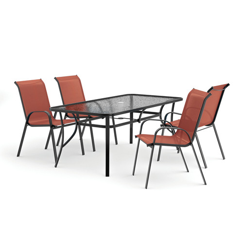 PIERRO 5 Pc. Outdoor Dining Set, Red / LA-D012BK-5PC-RD