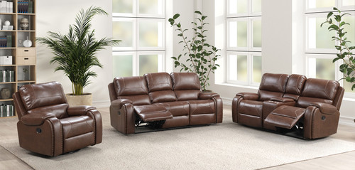 TEPIC Manual Sofa + Loveseat, Brown / TM6012BR-2PC