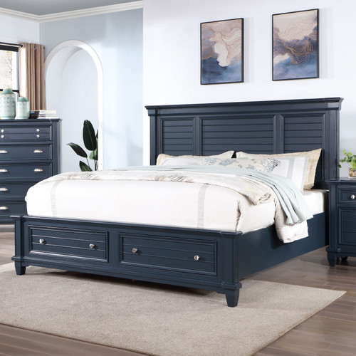 MANZANILLO E.King Bed, Slate Blue / CM7470BL-EK-BED