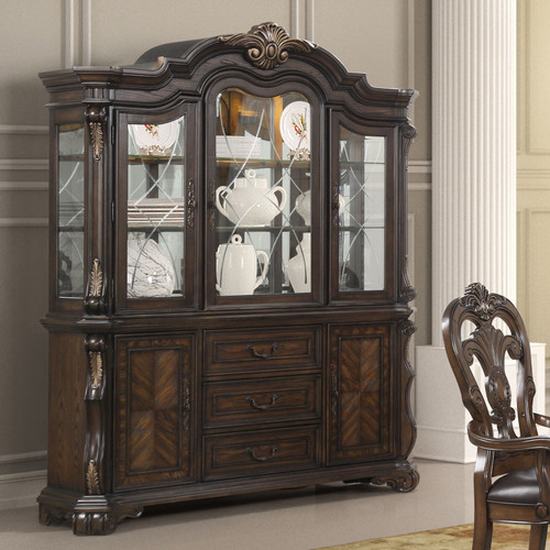 LEOVANNI Hutch And Buffet, Dark Brown / FM31003DB-HB-SET