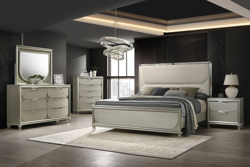 SHERIDAN Queen Bed, Dark Walnut/White / FM72080SV-Q-BED