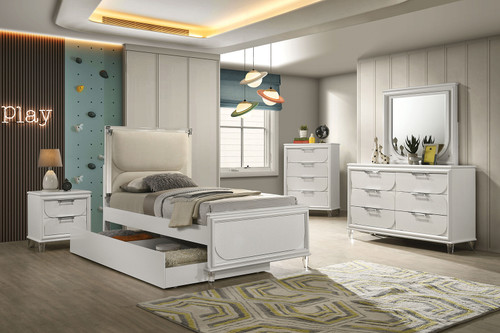 LAREINA Full Bed, Pearl White / FM72081WH-F-BED