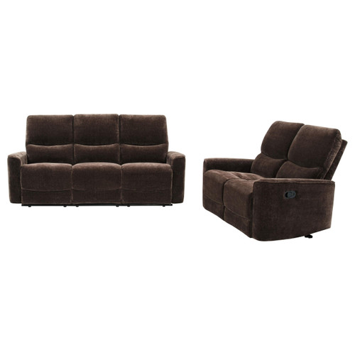 Navarro 2-piece Upholstered Reclining Sofa Set Dark Brown / CS-609571-S2