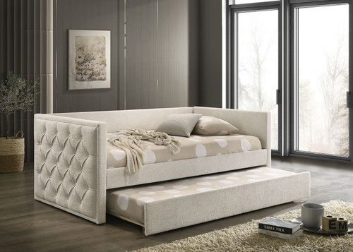 Renzi Twin Daybed w/ Trundle, Beige / FM1202BG-BED