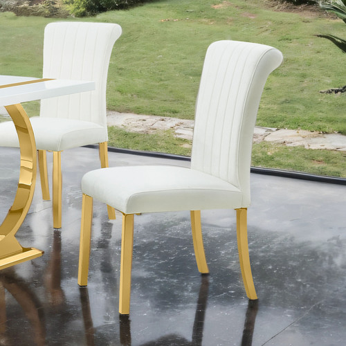 Holstebro White Side Chair (2/CTN), Gold Frame / FM37007GW-SC-2PK