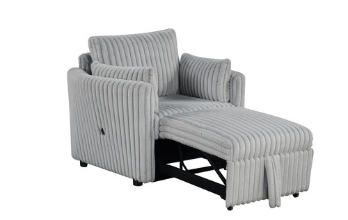 Denholme Chair w/ Pull Out, Gray / SL64002GY-CH-PK