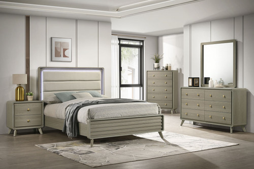 Rainier 5 Pc. Queen Bedroom Set w/ 2NS (Uph HB) / FM72002GY-Q-U-5PC-2N