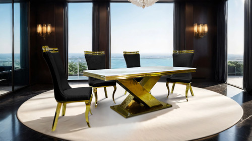 Palazzo Dining Table, Gold / FM33002GD-T-TABLE