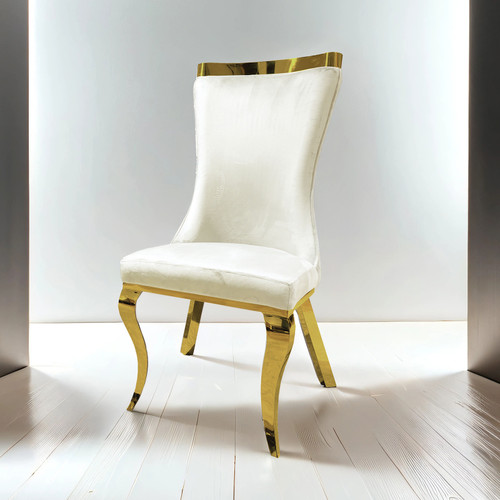 Basilicata Side Chair (2/CTN), Gold/White / FM33013WH-SC-2PK