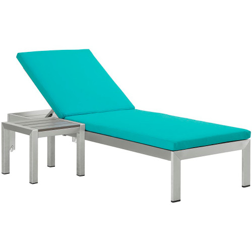 Shore Outdoor Patio Aluminum Chaise Lounge Chair and Side Table by Modway / EEI-4040