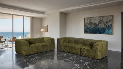 Nappi Sofa + Loveseat, Olive Green / FM62102GR-2PC