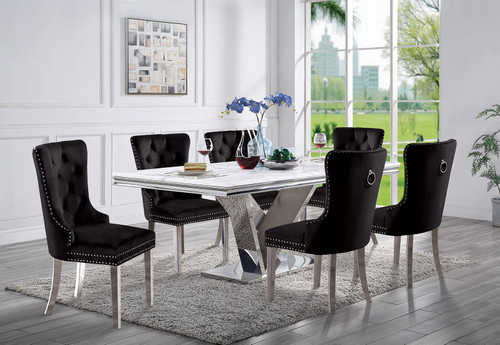 Valdevers 5 Pc. Dining Table Set, Black Chairs / CM3294T-5PC-AC261BK